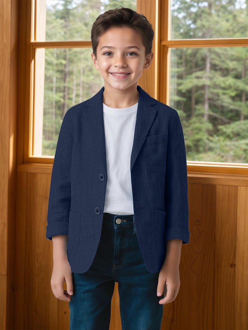 SaiLiiny Boys Blazer for Toddler Lightweight Suit Jacket for Boys Slim Fit Blazer for Wedding Navy Blue Blazers for Boy Size 4 - Image 4