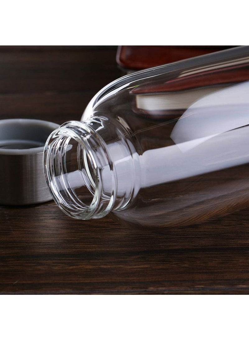 QUESERA Glass Water Bottles Glass Beverage Bottles 16oz Drinking Bottles with Leakproof Stainless Steel Cap 500ml Reusable Juice Bottles Beverage Drinkware to Go Travel Bottles for Drink  - Image 2