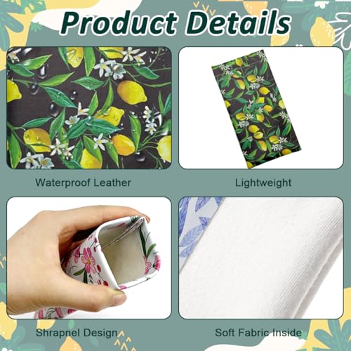 MAYCREATE® 3pcs Small Sunglasses Pouch PU Specs Case for Women Girls, Floral Print Lipstick Coin Purse Storage Bag, Eyeglass Case Pouches for Jewellery, Eyewear (182x95mm, Self-closing) - Image 4