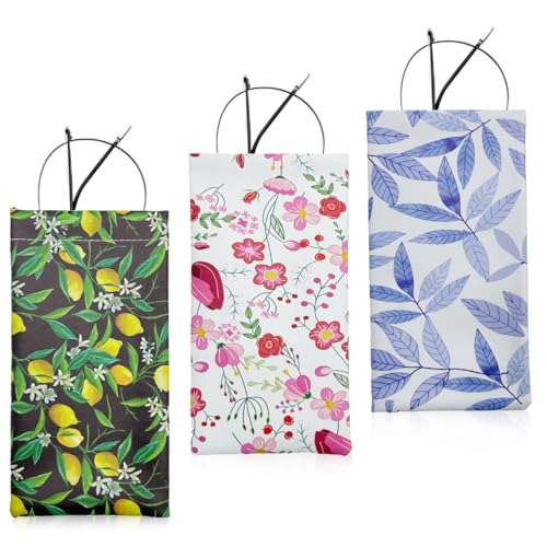 MAYCREATE® 3pcs Small Sunglasses Pouch PU Specs Case for Women Girls, Floral Print Lipstick Coin Purse Storage Bag, Eyeglass Case Pouches for Jewellery, Eyewear (182x95mm, Self-closing) - Image 1