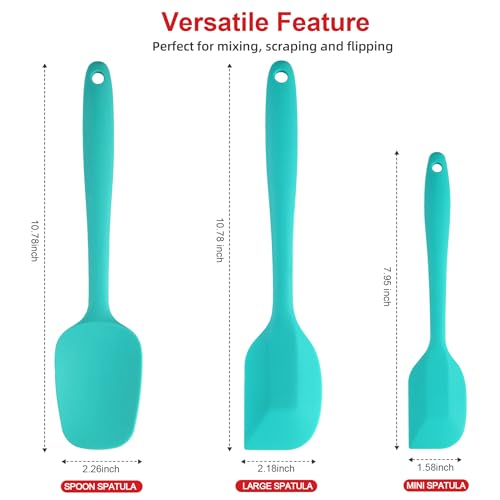 Cooptop Silicone Spatula Set - Rubber Spatula - 600°F Heat Resistant Baking Spoon & Spatulas(Teal Blue) - Image 4