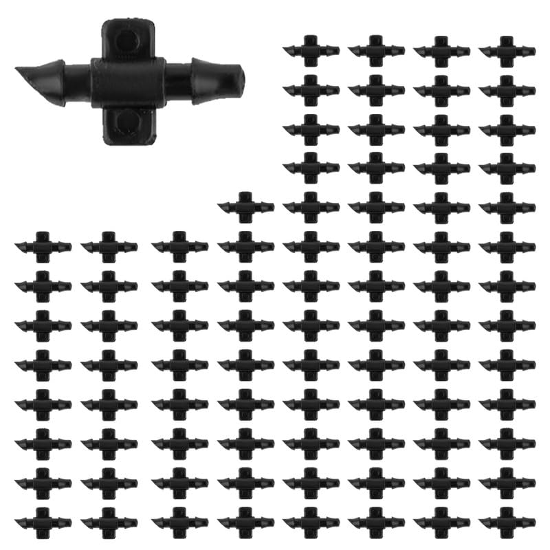 Cinagro 4mm Pin Connector for Drip Irrigation, Leak-Proof Plastic Pipe Connectors, UV Resistant, Durable & Reusable Garden Watering Accessories, Drip Irrigation Accessories, Pack of 100 - Image 1