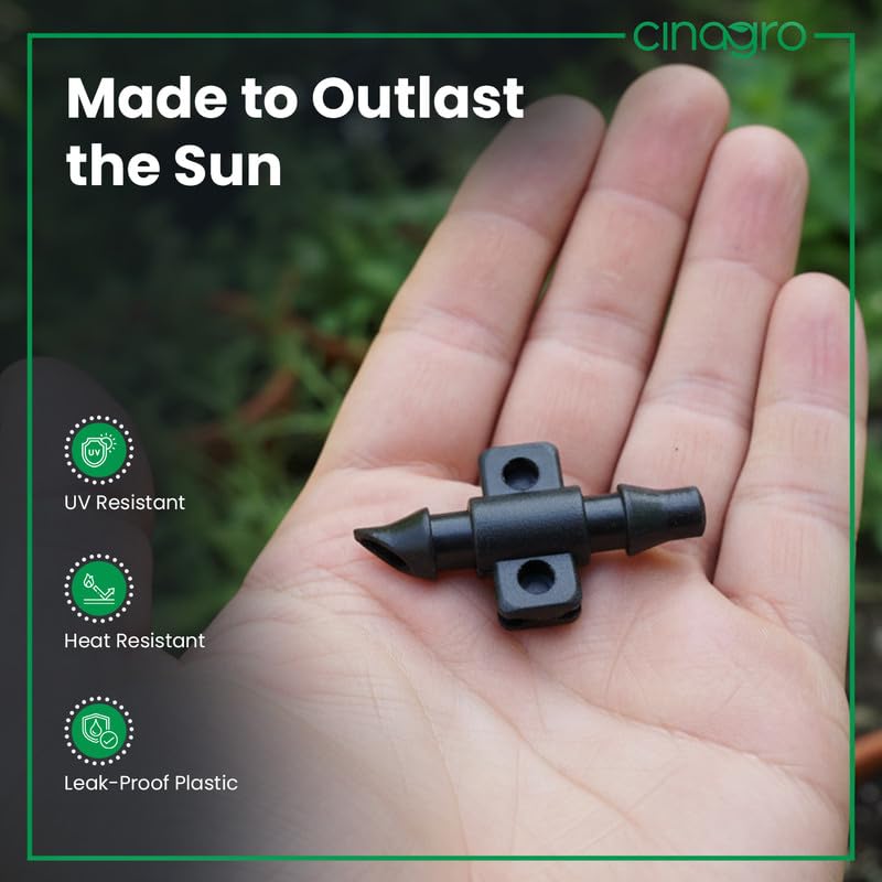 Cinagro 4mm Pin Connector for Drip Irrigation, Leak-Proof Plastic Pipe Connectors, UV Resistant, Durable & Reusable Garden Watering Accessories, Drip Irrigation Accessories, Pack of 100 - Image 5