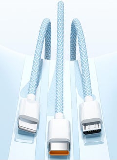 Generic 3-In-1 Fast Type-C With Micro And Lightning Multi-Function Braided USB Data Cable 1.5M Blue  - Image 4