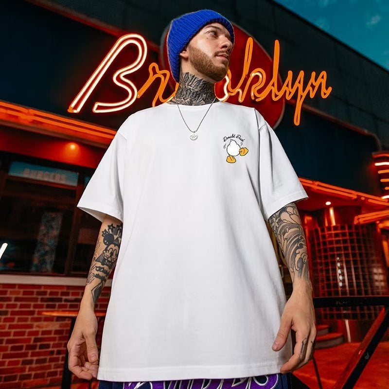 American Retro Hip-Hop Short-Sleeved Men'S Street Fashion Loose Large Size Plus Fat Enlarged Trendyy Ins Half-Sleeved T-Shirt - Image 3