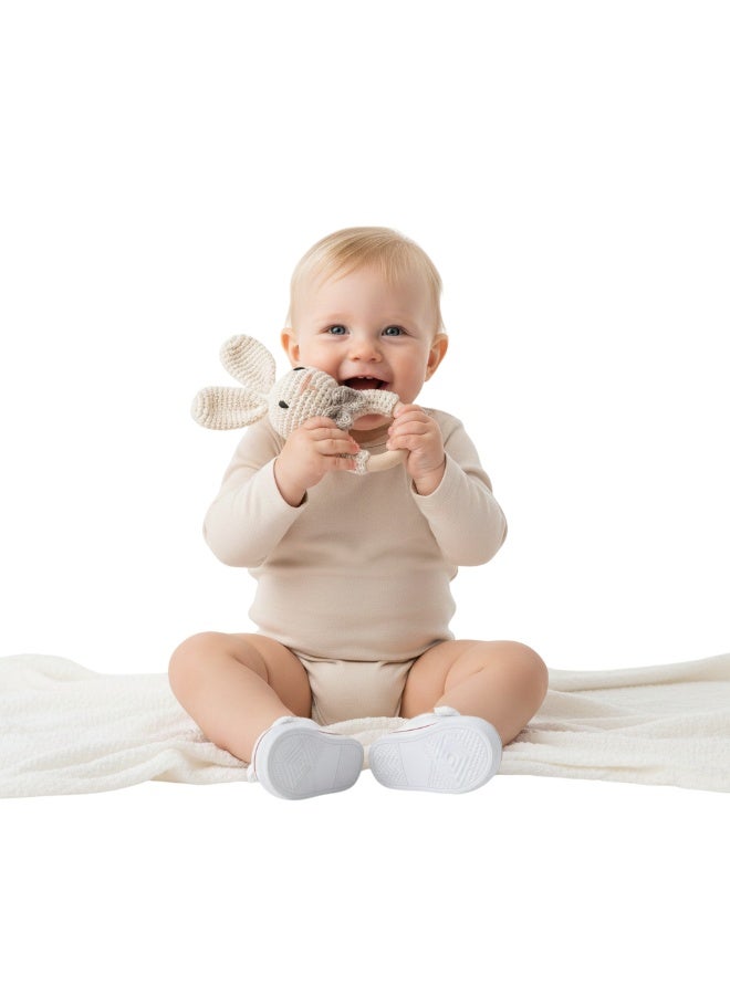 Bambimici Rabbit Beige Handmade Crochet Teether - Image 1