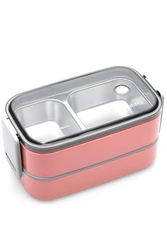 MahMir Stainless Steel Lunch Box - Insulated Bento Box Multifunctional-Containers Lunch Box with 2 Compartments & Tableware(304 stainless steel) lunch box with Lunch MahMir Lunch bag ( Pink + Lunch bag)  - Image 3