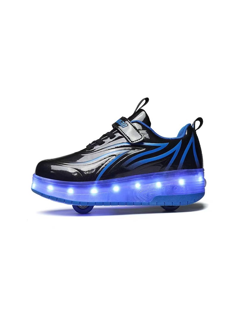 إسكدنيا Breathability Roller Shoes USB Charge Girls Boys Sneakers with Wheels LED Roller Skates Shoes Multicolour - Image 2