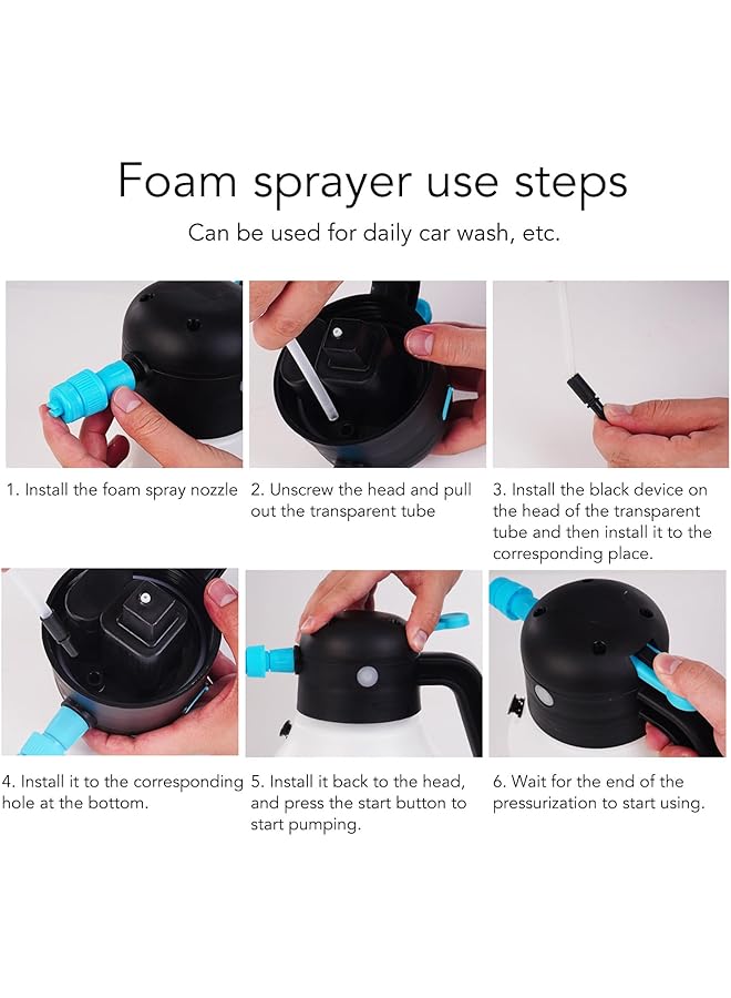 Generic Foam Sprayer, 2000Mah 1.8L Cordless Pressure Sprayer With 2 Spray Nozzle, Car Wash Foam, For Car Washing Garden  - Image 4