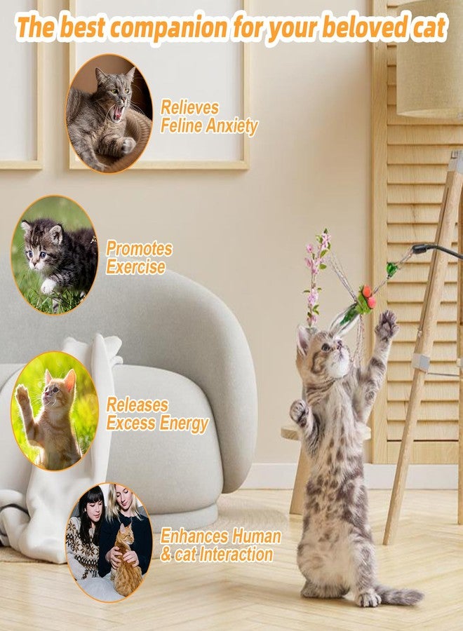 Hokoad Cat Insect Feather Toys Replacement Cat Toy Wand Refills, 6 Pieces Natural Insect Cat Toy Feathers Refill, Interactive Cat Teaser Wand Attachments, with Bell(Style 8) - Image 4