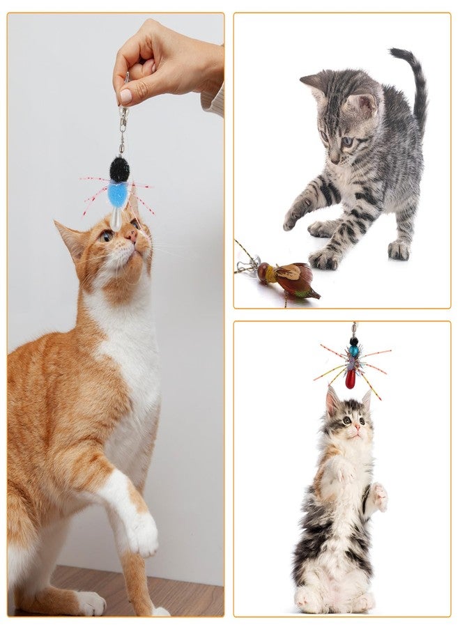 Hokoad Cat Insect Feather Toys Replacement Cat Toy Wand Refills, 6 Pieces Natural Insect Cat Toy Feathers Refill, Interactive Cat Teaser Wand Attachments, with Bell(Style 8) - Image 5