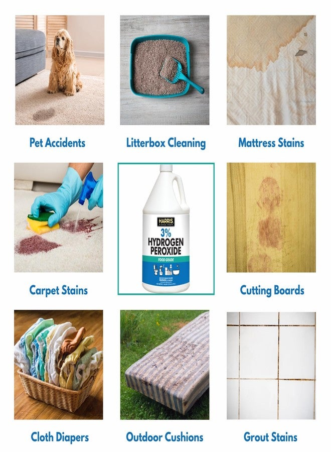 هاريس بيروكسيد الهيدروجين ٣٪ صالح للطعام، ١٢٨ أونصة، للمطبخ والحمام والغسيل وتنظيف المنزل مع قمع سهل التعبئة - Image 4