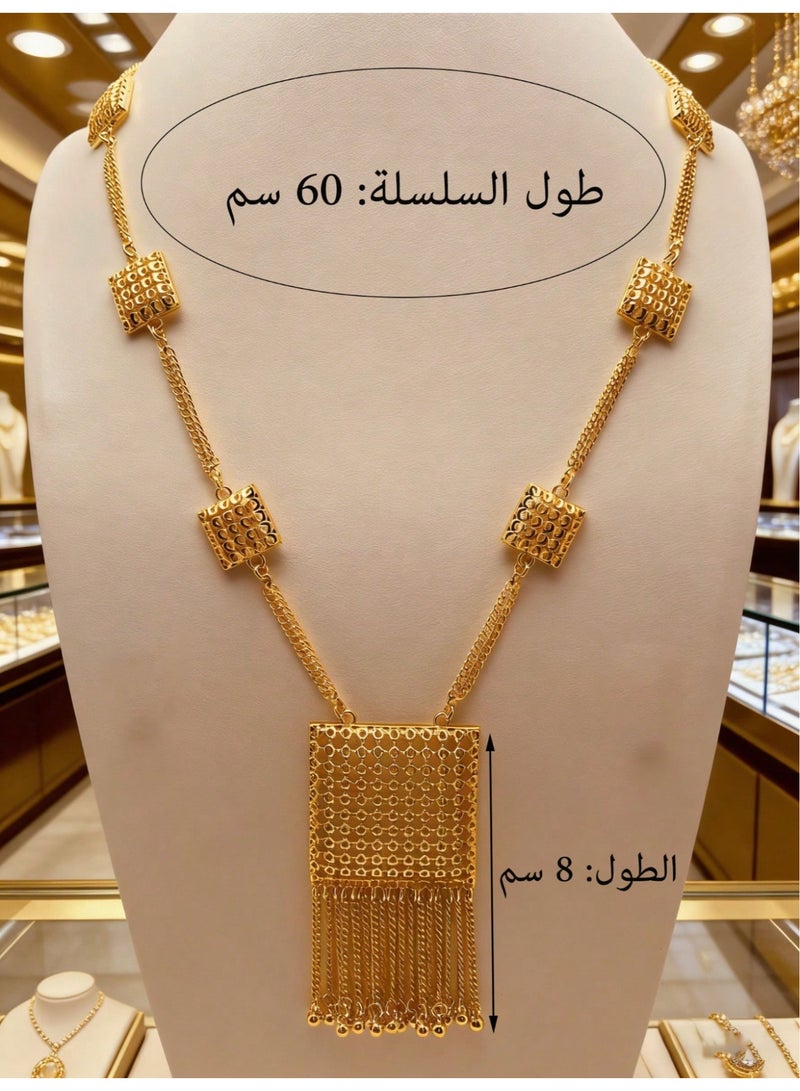 KAELVORSEN 24k Gold Plated Women’s Necklace, Luxury Gift – Bow Tassel Pendant, for Weddings, Parties, and Eid al-Fitr - Image 2