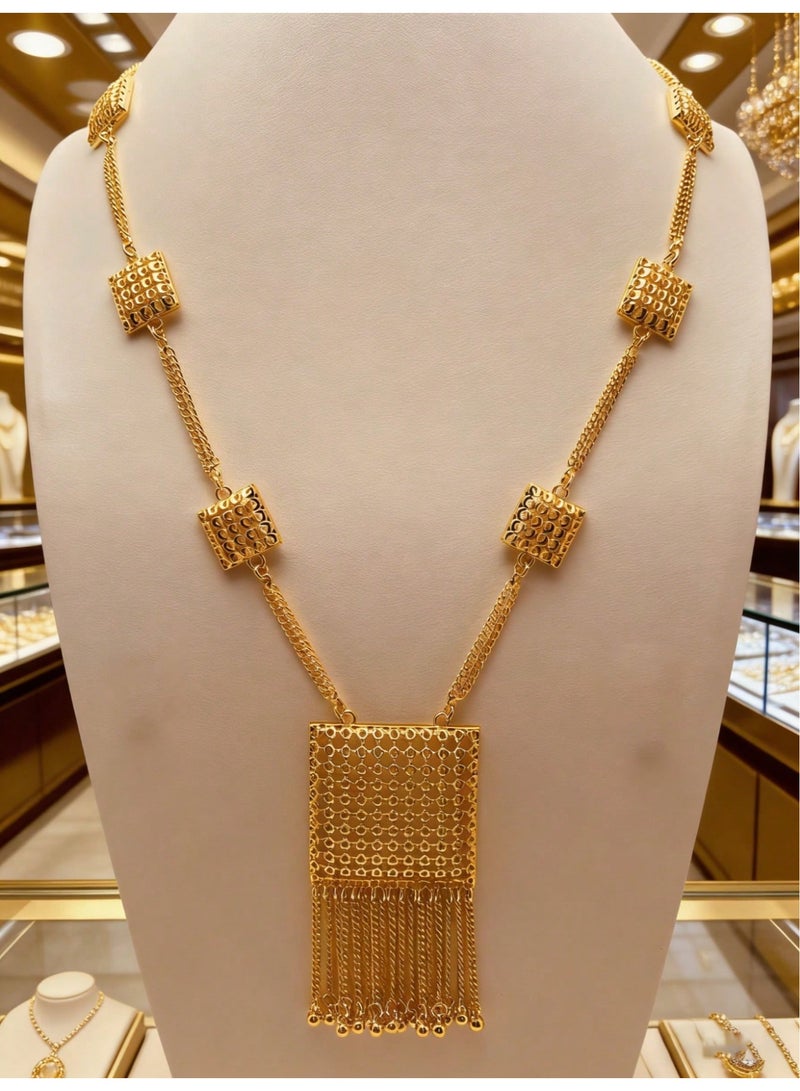 KAELVORSEN 24k Gold Plated Women’s Necklace, Luxury Gift – Bow Tassel Pendant, for Weddings, Parties, and Eid al-Fitr - Image 1