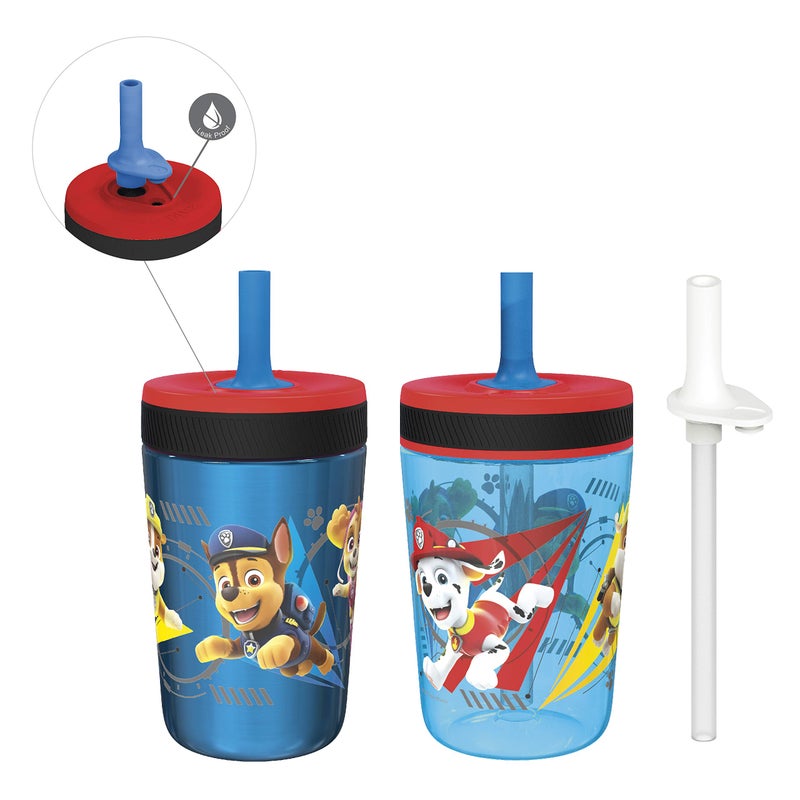 Zak Designs PAW Patrol Kelso Tumbler Set LeakProof ScrewOn Lid with Straw Bundle for Kids Includes Plastic and Stainless Steel Cups with Additional Sipper Paw Patrol 3pc15 fl oz