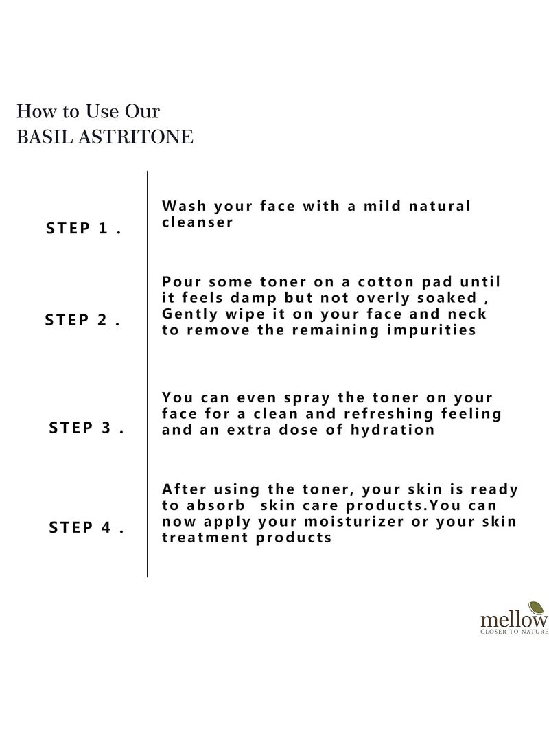 Mellow Herbals Ayurvedic Basil Astritone Face Toner 100ML for Oily Acne Prone Skin - Image 4