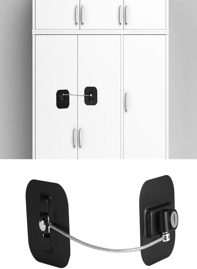 Olpad Stainless Steel + Plastic Safety Cabinet Lock Baby Safety Restrictor Child Safety Window Lock Refrigerator Door Cabinet Lock with Key for Home Use (Safety Refrigerator Lock) - Image 3