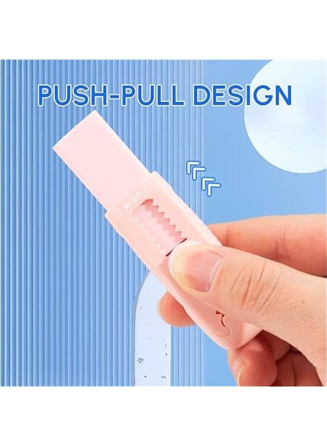 Generic Retractable Pink Eraser Set with Refills - Cute Sliding Eraser for Students, Office, Home  - Image 4