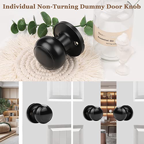 Probrico (6 Pack Classic Closet Door Knobs Dummy Door Knob, Individual Non-Turning Dummy Door Knob Single Side, Black Interior Door Knobs, Easy Installation - Image 3
