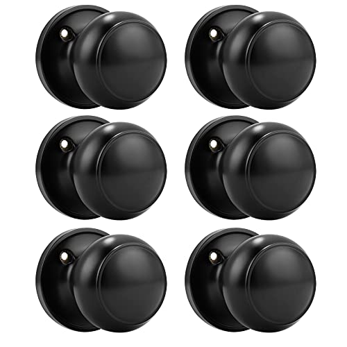 Probrico (6 Pack Classic Closet Door Knobs Dummy Door Knob, Individual Non-Turning Dummy Door Knob Single Side, Black Interior Door Knobs, Easy Installation - Image 1