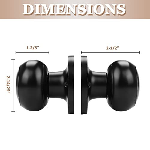 Probrico (6 Pack Classic Closet Door Knobs Dummy Door Knob, Individual Non-Turning Dummy Door Knob Single Side, Black Interior Door Knobs, Easy Installation - Image 4
