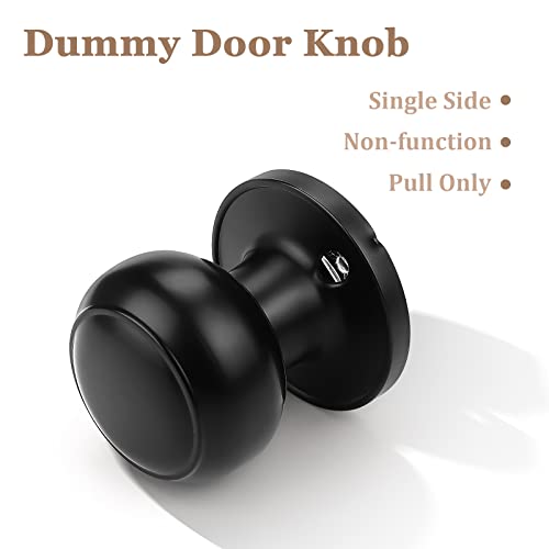 Probrico (6 Pack Classic Closet Door Knobs Dummy Door Knob, Individual Non-Turning Dummy Door Knob Single Side, Black Interior Door Knobs, Easy Installation - Image 2
