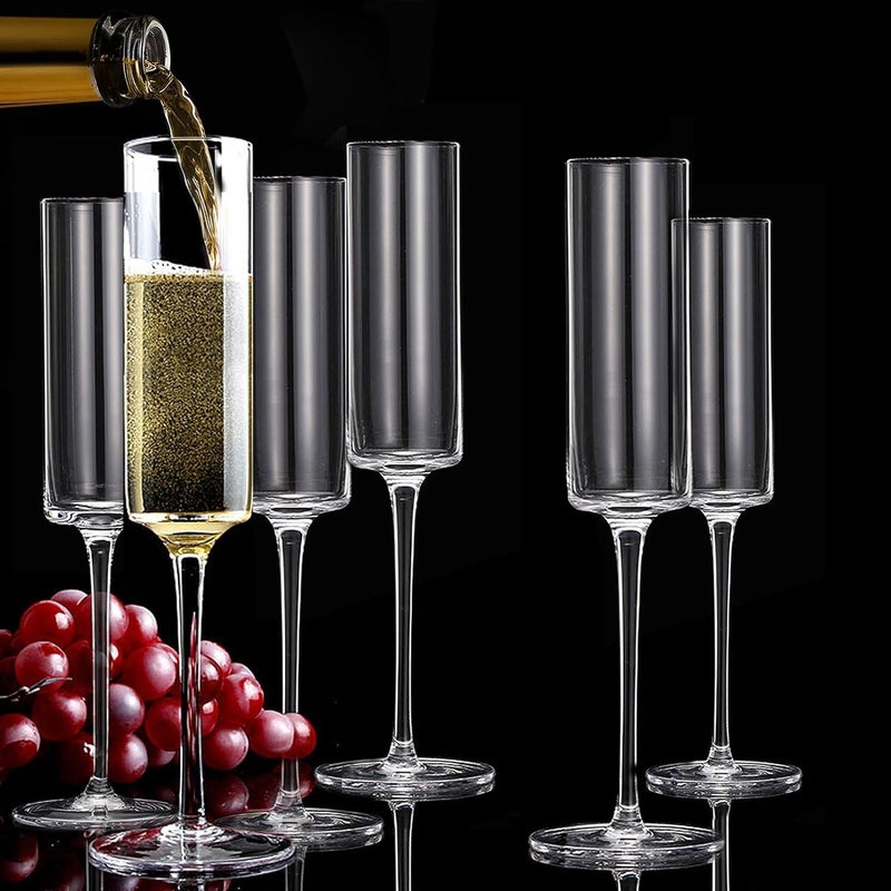 BLISS START Champagne Glasses Set of 2 with Long Stem LeadFree Sparkling Wine Stemware Set Dishwasher Safe for Home Bar Unique Gift for Birthday Wedding Anniversary Clear 180ml - Image 5