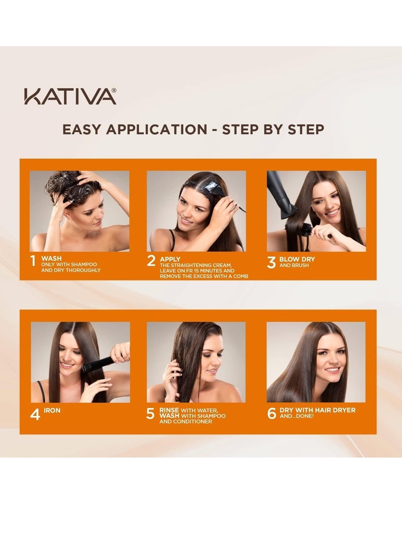 Kativa Kativa Brazilian Straightening Kit, 12 Weeks of Home Use Professional Straightening, with Organic Argan Oil, Shea Butter, Keratin & Amino Acids, for Straighter, Softer and Shinier Hair, All Hair Types  - Image 2