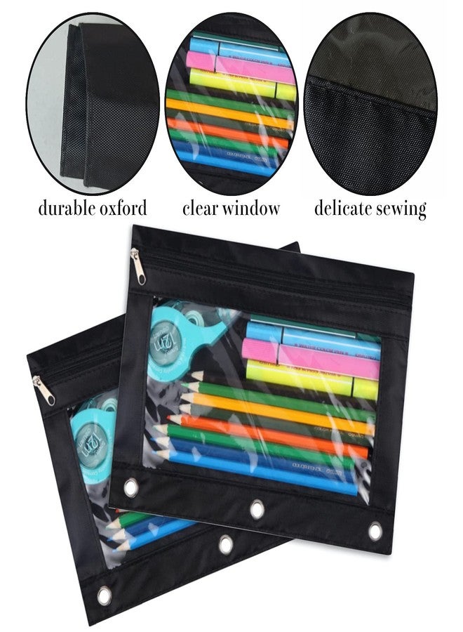 YoeeJob Pencil Pouch for 3 Ring Binder, Binder Pouches with Zipper Bulk, Pen Holder Case with Clear Window School Class Office Organizers, 24 Pack, Black - Image 5