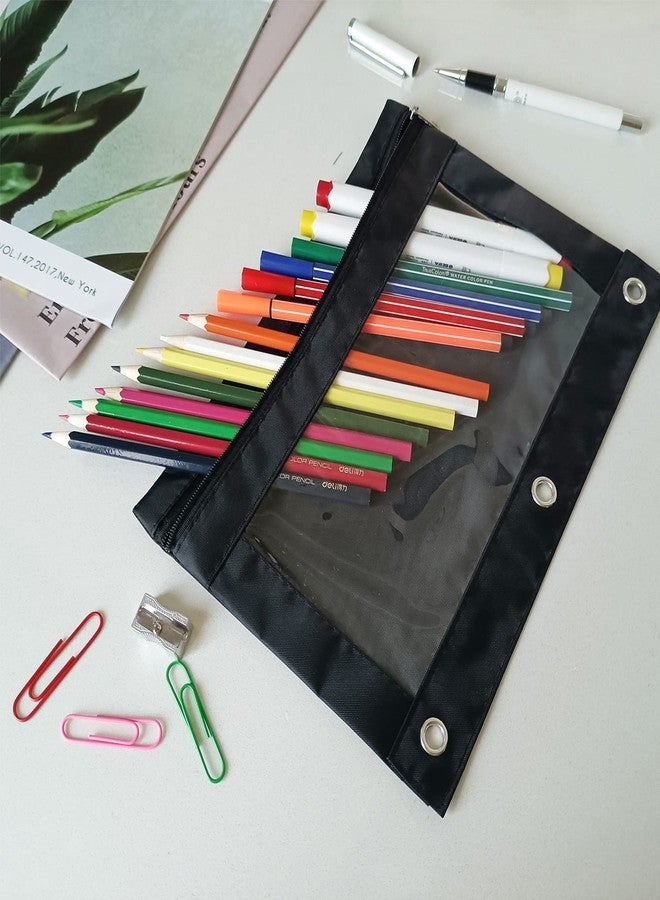 YoeeJob Pencil Pouch for 3 Ring Binder, Binder Pouches with Zipper Bulk, Pen Holder Case with Clear Window School Class Office Organizers, 24 Pack, Black - Image 2