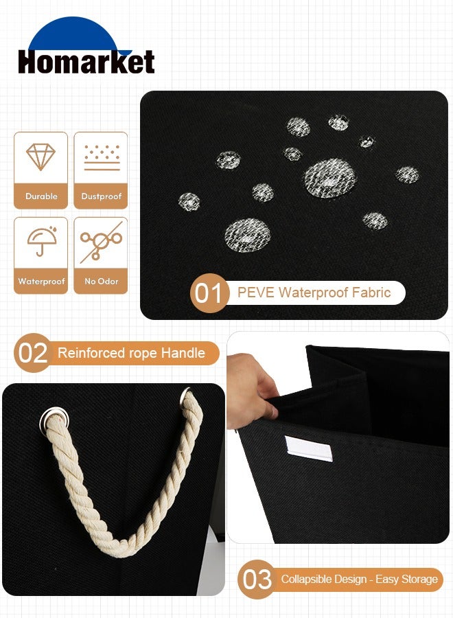 هومار كيت سلة غسيل بغطاء، سلة غسيل كبيرة متينة بسعة 85 لتر - سلال غسيل أنيقة وقابلة للطي مقاومة للماء لتخزين ألعاب الملابس (أسود) - Image 5