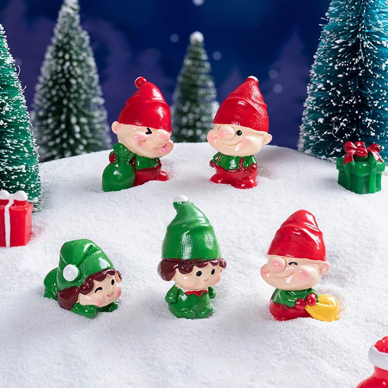 JARPSIRY Christmas Miniature Figurines Mini Resin Elves Ornaments for DIY Micro Landscape Fairy Garden Accessories Xmas Party Bonsai Crafts Decoration (Set of 6 Elf Themed) - Image 4