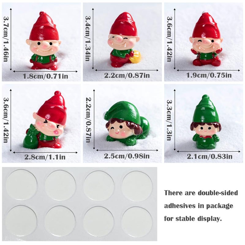 JARPSIRY Christmas Miniature Figurines Mini Resin Elves Ornaments for DIY Micro Landscape Fairy Garden Accessories Xmas Party Bonsai Crafts Decoration (Set of 6 Elf Themed) - Image 2
