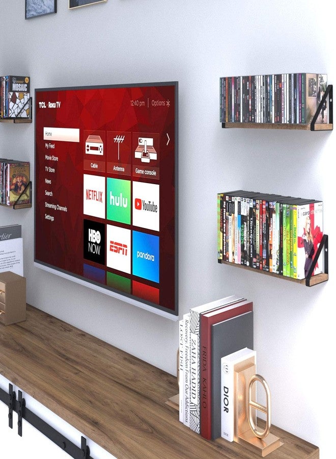 والنيتشر مجموعة رفوف عائمة من Wallniture Ponza، تُثبّت على الحائط، تتكون من 4 قطع، مناسبة لغرف النوم والحمامات وغرف المعيشة والمطابخ، مصنوعة من ألواح خشبية ريفية محروقة طبيعية مع دعامة معدنية عائمة. - Image 4