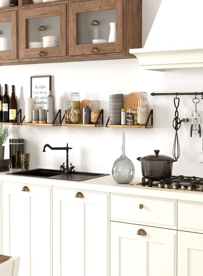 والنيتشر مجموعة رفوف عائمة من Wallniture Ponza، تُثبّت على الحائط، تتكون من 4 قطع، مناسبة لغرف النوم والحمامات وغرف المعيشة والمطابخ، مصنوعة من ألواح خشبية ريفية محروقة طبيعية مع دعامة معدنية عائمة. - Image 2