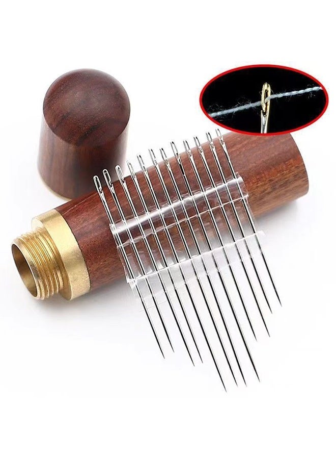 30 Pcs Self Threading Sewing Needles, 6 Sizes of Embroidery Needles Side Threading Hand Sewing Needles, with Wooden Needle Case, for Knitting Mending DIY Embroidery Sewing, Handsewing Art Crafts - Image 2