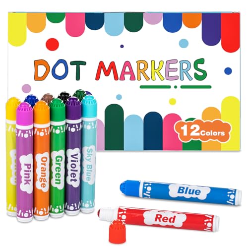 DOSEWART Dot Markers for Kids, 12-Color Bingo Daubers, Washable Bingo Markers for Kids Drawing Coloring, Arts and Crafts Supplies Dot Paint Marker Set - Image 2