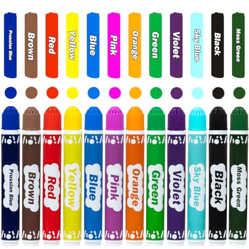 DOSEWART Dot Markers for Kids, 12-Color Bingo Daubers, Washable Bingo Markers for Kids Drawing Coloring, Arts and Crafts Supplies Dot Paint Marker Set - Image 4