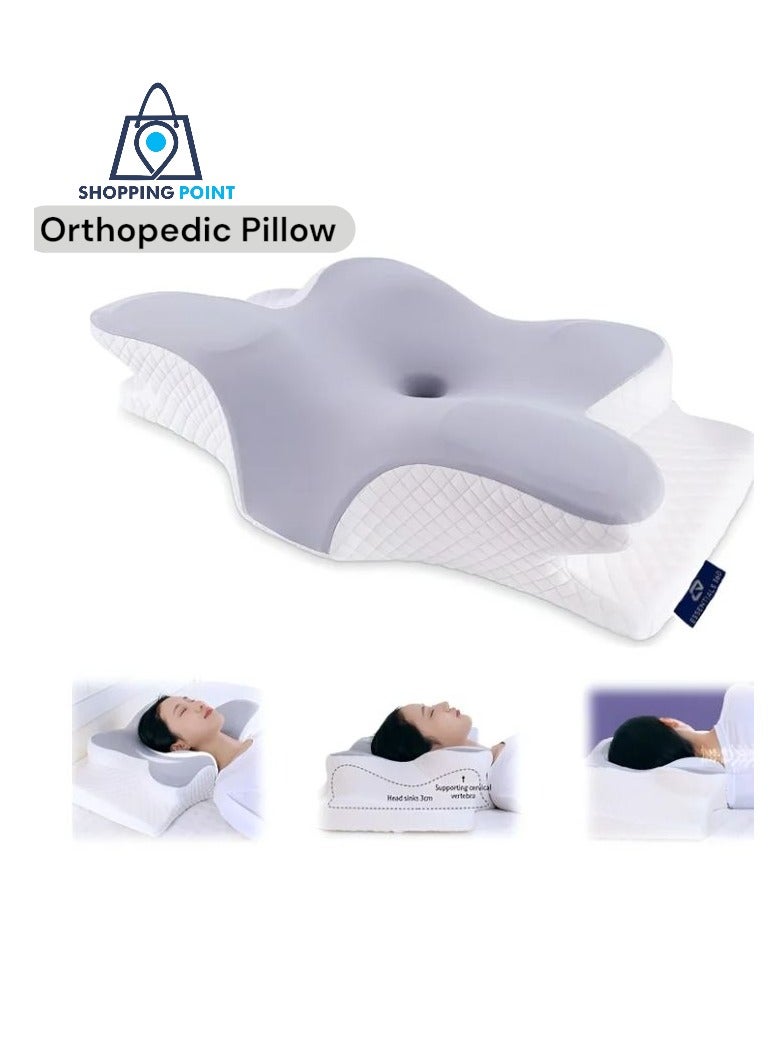 نقطة التسوق وسادة عنق الرحم لتخفيف الآلام أثناء النوم، وسائد إسفنجية الذاكرة لتقويم العظام للسرير مع أغطية وسائد تبريد، وسائد مريحة قابلة للتعديل للنوم على الجانب الخلفي والمعدة - Image 1