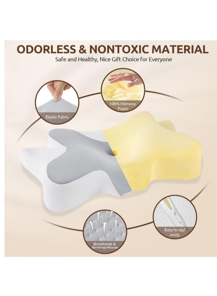 نقطة التسوق وسادة عنق الرحم لتخفيف الآلام أثناء النوم، وسائد إسفنجية الذاكرة لتقويم العظام للسرير مع أغطية وسائد تبريد، وسائد مريحة قابلة للتعديل للنوم على الجانب الخلفي والمعدة - Image 3
