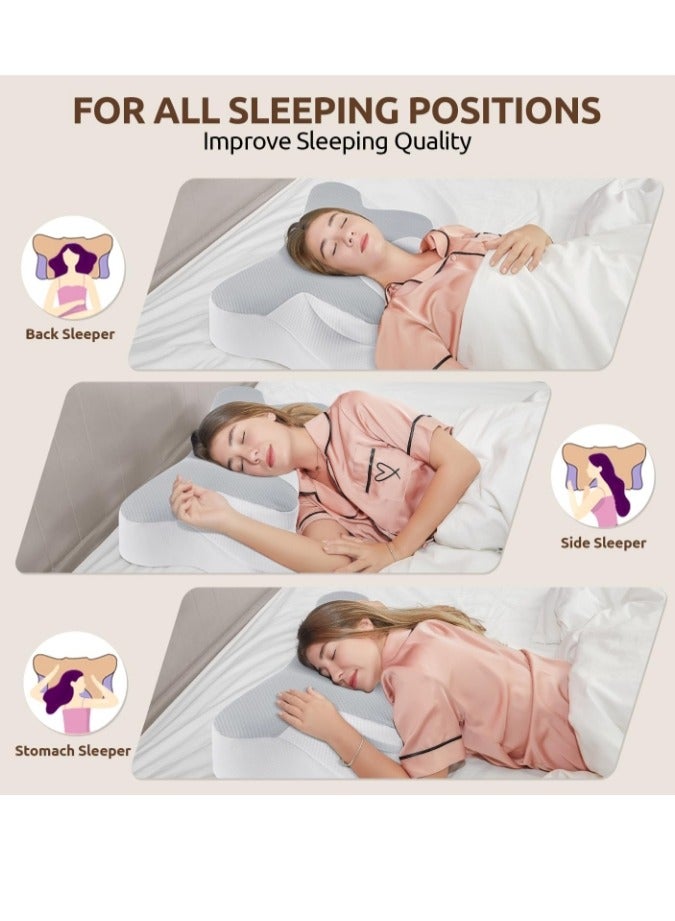 نقطة التسوق وسادة عنق الرحم لتخفيف الآلام أثناء النوم، وسائد إسفنجية الذاكرة لتقويم العظام للسرير مع أغطية وسائد تبريد، وسائد مريحة قابلة للتعديل للنوم على الجانب الخلفي والمعدة - Image 4
