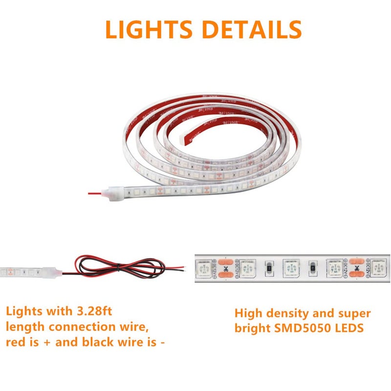 ROLiGHTiC Marine Submersible Boat LED Strip Lights, 12V 8FT IP68 Waterproof Underwater Boat Lights, Boat Interior Light, Boat Deck Light Courtesy Lighting for Fishing Pontoon Kayak Boats, White - Image 2