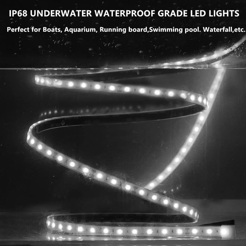 ROLiGHTiC Marine Submersible Boat LED Strip Lights, 12V 8FT IP68 Waterproof Underwater Boat Lights, Boat Interior Light, Boat Deck Light Courtesy Lighting for Fishing Pontoon Kayak Boats, White - Image 4