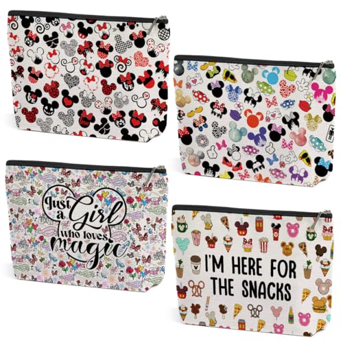 ZHAMEN 4PCS Cute Cartoon Print Makeup Bag Magic Cartoon Mouse Cosmetic Bag Cute Mouse Animal Lovers Gifts for Women Female Her Daughter Cousin Best Friend Bestie BFF Mothers Nurse Day Graduation Birthday - Image 1