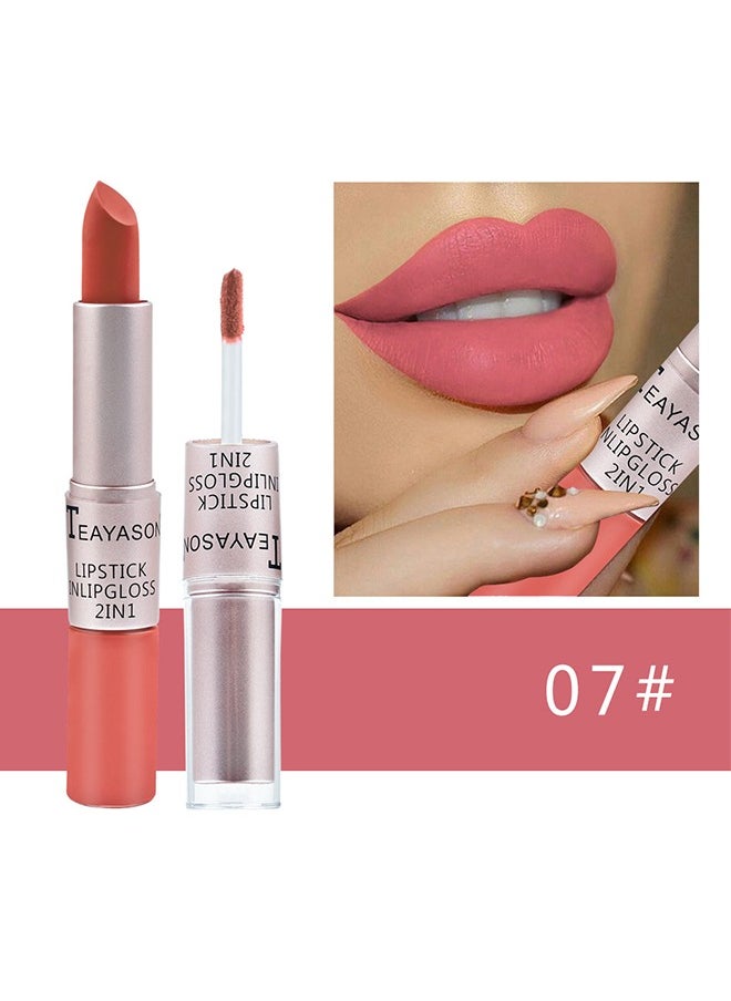 TEAYASON - Lipstick Lipgloss 2 In 1 Matte Lip,Gloss Long Lasting Lipgloss Double Ended Liquid Lipstick Smooth Lipglaze Velvety Lip Makeup For Women And Girls(7#) - Image 1