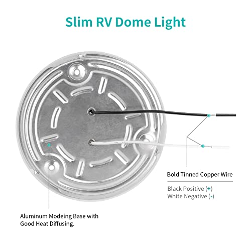 RVZONE 2 Pack RV LED Ceiling Puck Light RV Boat Interior Light DC 12V Surface Mount Ceiling Dome Light, 4.5W Panel Downlight for Camper Van Travel Trailer Motorhome(Cool White) - Image 5