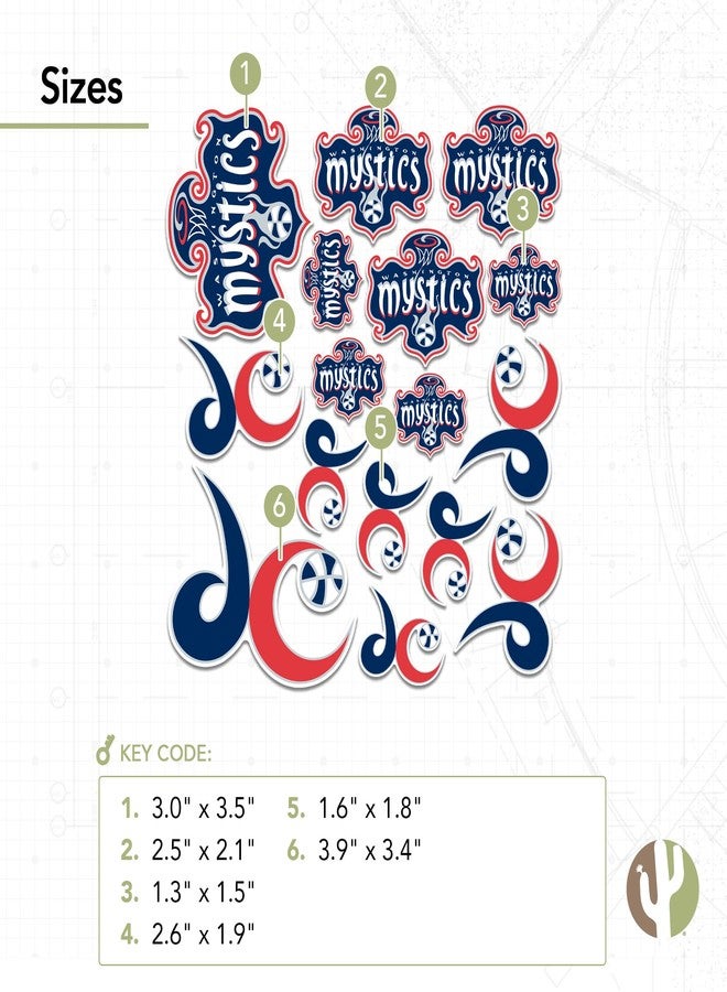 Desert Cactus Washington Mystics Sticker WNBA Women's National Basketball Association Officially Licensed Vinyl Decal Laptop Water Bottle Car Scrapbook (Type 1-1) - Image 3