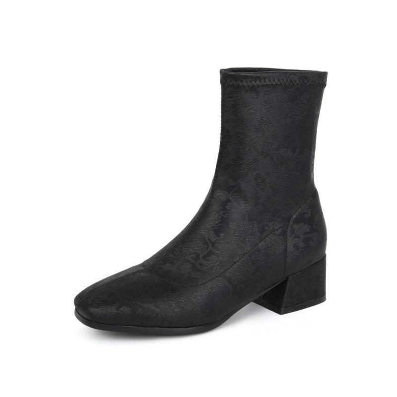 Source Casual Heel 33-43 Size Size Jacquard Joker Low Boots - Image 1