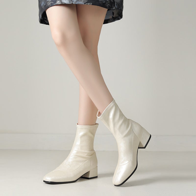 Source Casual Heel 33-43 Size Size Jacquard Joker Low Boots - Image 5