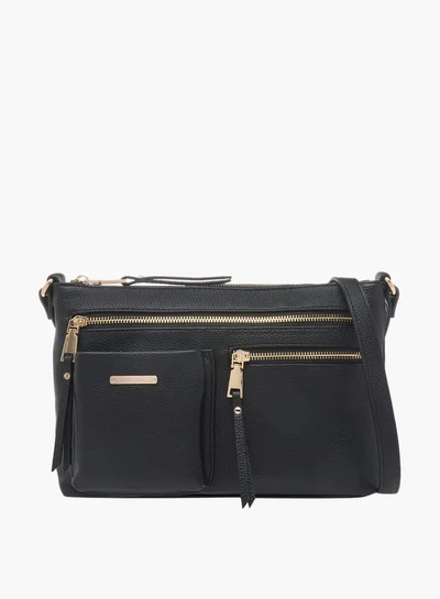 Celeste Women Textured Crossbody Bag with Adjustable Strap and Zip Closure